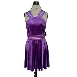 City Triangles Womens Dress Sz 13 Velvet Purple Velvet Cut out Prom Homecoming